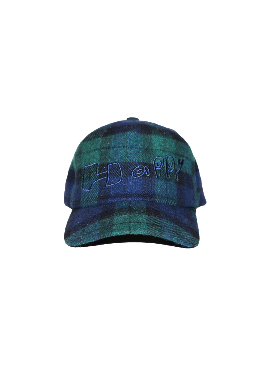 帽子 LAUG PLAID ORGANIC COTTON CAP (BLUE) Plaid Style Baseball Cap Flat Bill One Size Flex Fitting Spandex